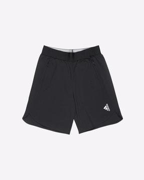 logo print shorts with zipper pockets