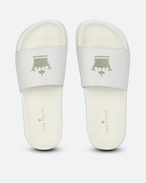 logo print slides flip flops