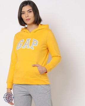 logo applique hoodie with kangaroo pocket