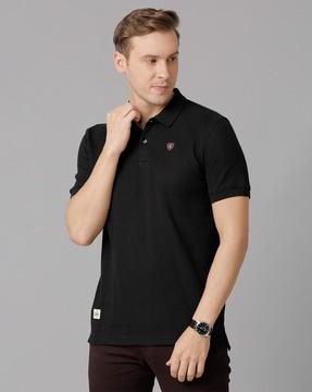 logo applique polo t-shirt with patch pocket