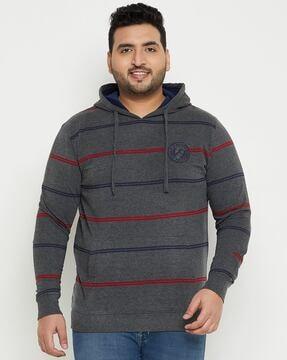 logo applique zip-front hooded sweatshirt
