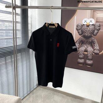 logo badge cotton polo shirt black