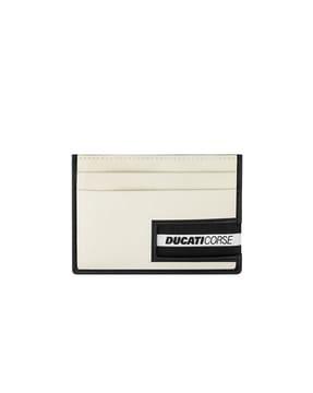 logo branded genuine leather card holder