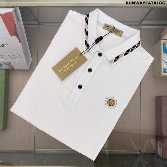 logo cotton lapel polo shirt white