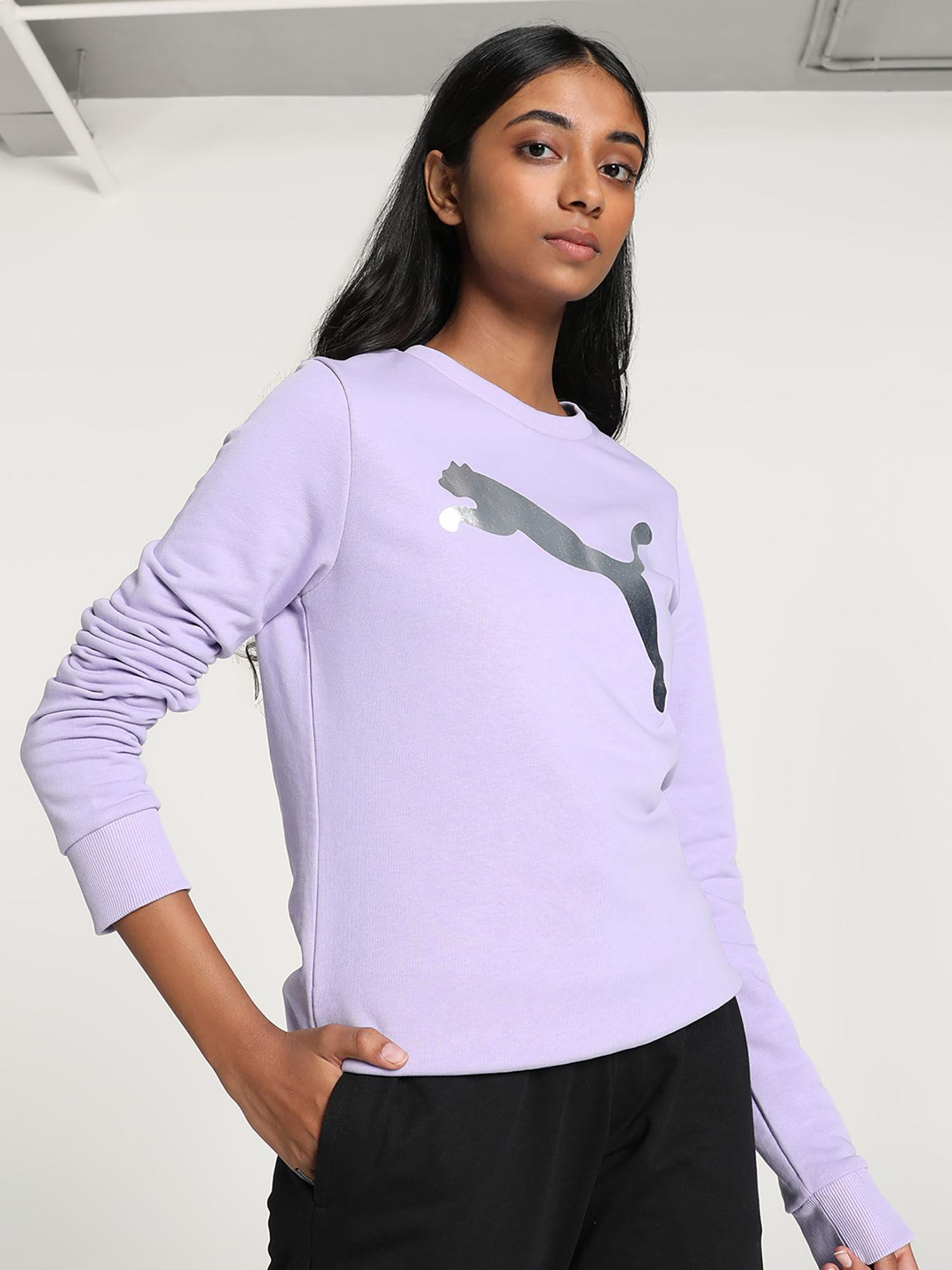 logo crew women's lavender sweatshirt