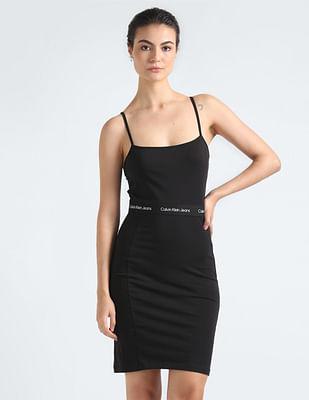 logo elastic strappy dress