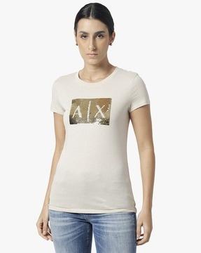 logo embellished slim fit round-neck t-shirt