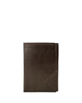 logo-embossed tri-fold wallet with stitched detail