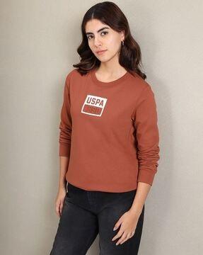 logo embossed crew-neck regular fit sweatshirt