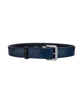 logo embossed reversible belt with tang buckle closure