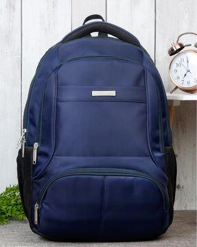 logo embossed travel backpack