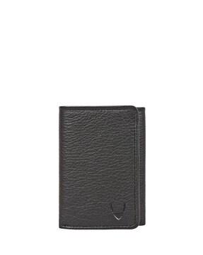 logo-embossed tri-fold wallet with stitched detail