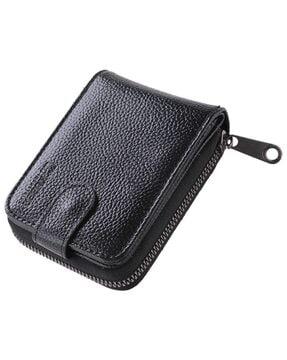 logo embossed zip-around card holder