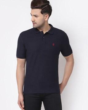 logo embroidered cotton polo t-shirt