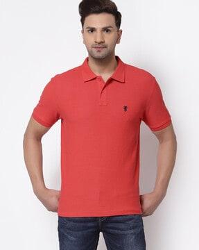 logo embroidered cotton polo t-shirt