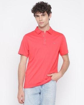 logo embroidered cotton polo t-shirt