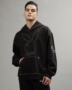 logo embroidered oversized hoodie