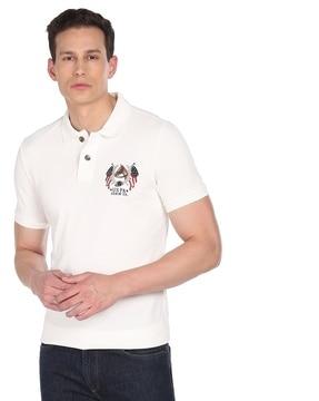 logo embroidered pique polo t-shirt