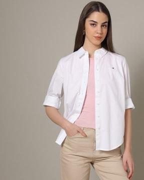 logo embroidered relaxed fit shirt