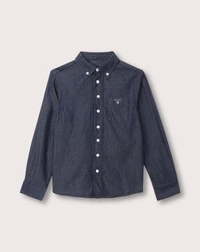 logo embroidered shirt with button-down collar