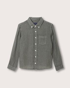 logo embroidered shirt with button-down collar
