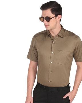 logo embroidered shirt with patch pocket