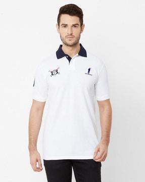 logo embroidered slim fit polo t-shirt