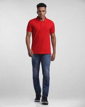 logo embroidered slim fit polo t-shirt