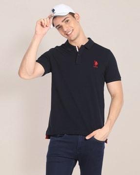 logo embroidered slim fit polo t-shirt