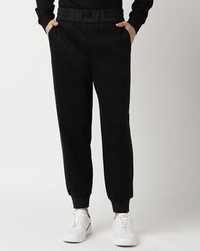 logo embroidered stretchable cotton tracksuit bottoms