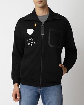 logo embroidered zip-up sweatshirt