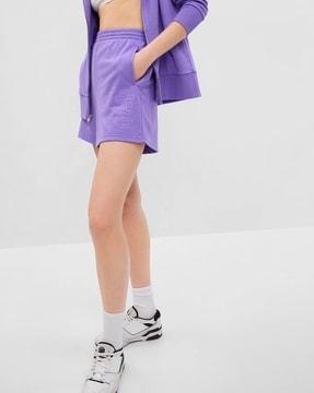 logo embroidery high-rise regular fit shorts