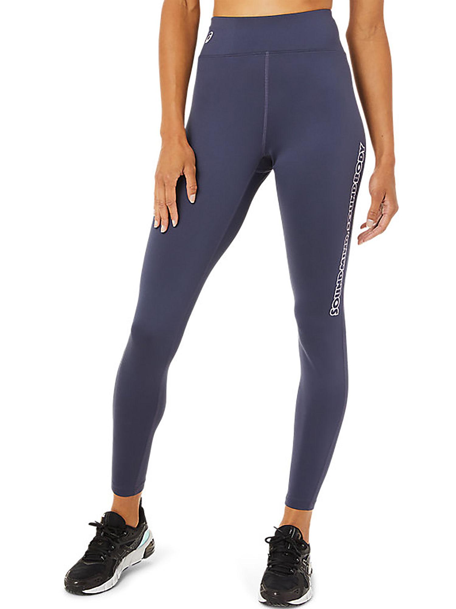 logo graphic blue women gym & training tights