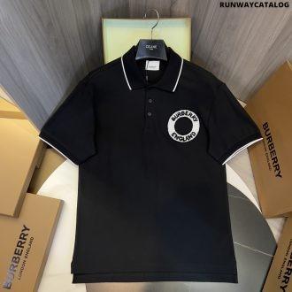 logo graphic cotton piqué polo shirt black