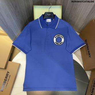 logo graphic cotton piqué polo shirt blue