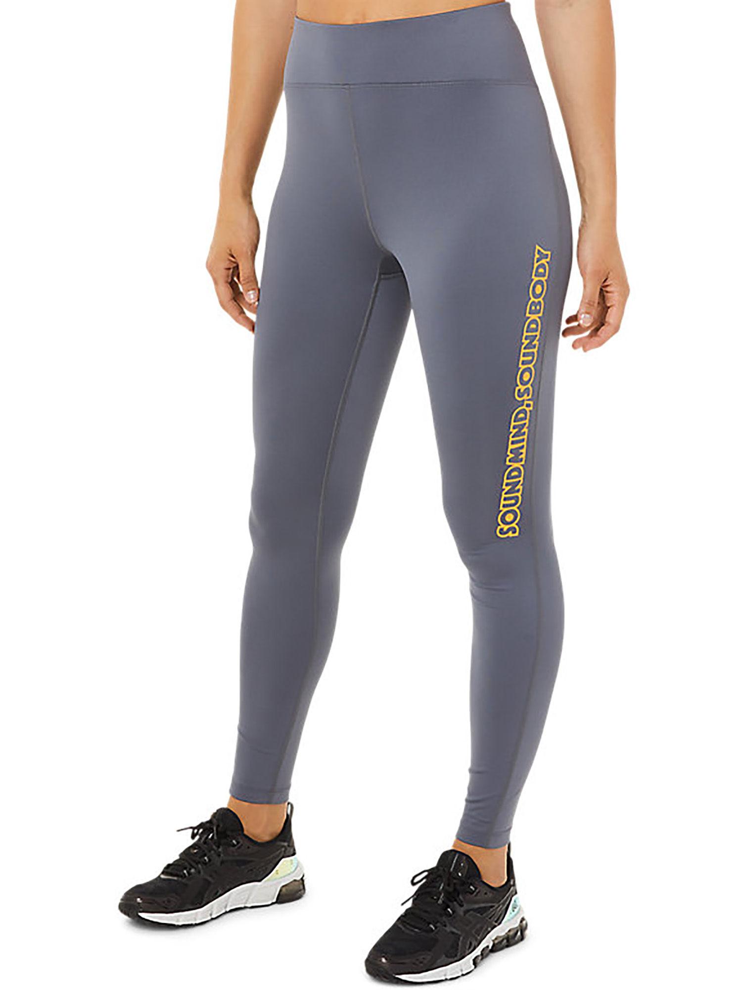 logo graphic grey women gym & training tights