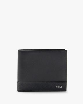 logo lettering grained-leather wallet