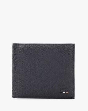 logo lettering structured bi-fold wallet