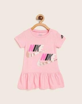 logo print a-line dress with bloomers