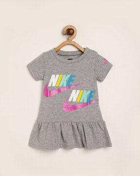 logo print a-line dress with bloomers