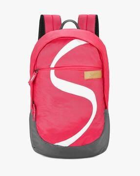 logo print backpack with front-zip pocket