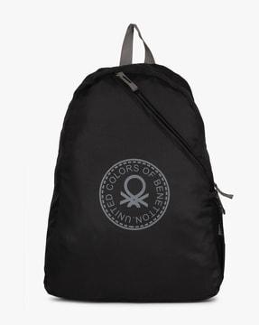 logo print backpack with mesh pocket