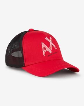 logo print baseball hat with mesh