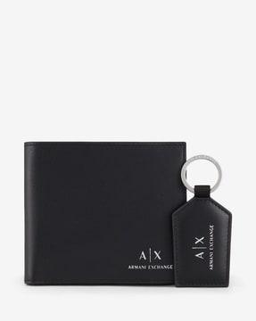 logo print bi-fold wallet & key chain gift set