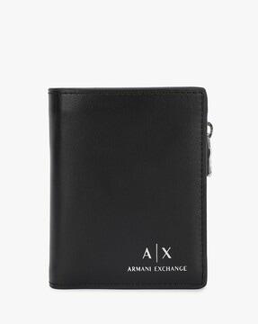 logo print bi-fold wallet with zip closure