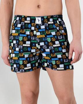 logo print boxers with elasticated waist