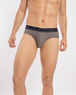 logo print brief with elasticated waistband