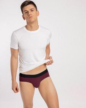 logo print brief with elasticated waistband