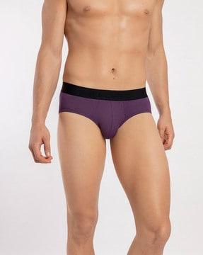 logo print brief with elasticated waistband