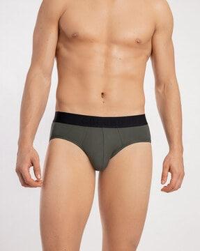 logo print brief with elasticated waistband